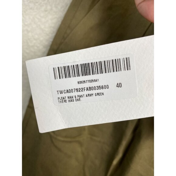NEW There Was One Pleat Man's Pants Army Green Size 40 Made in Italy Career - Picture 4 of 16